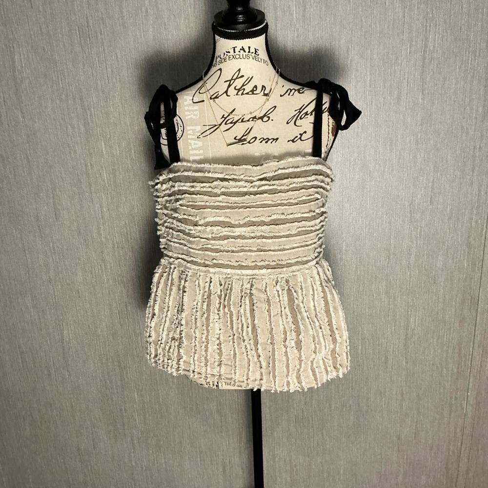 Maeve Beige and Cream Textured Top Size LP